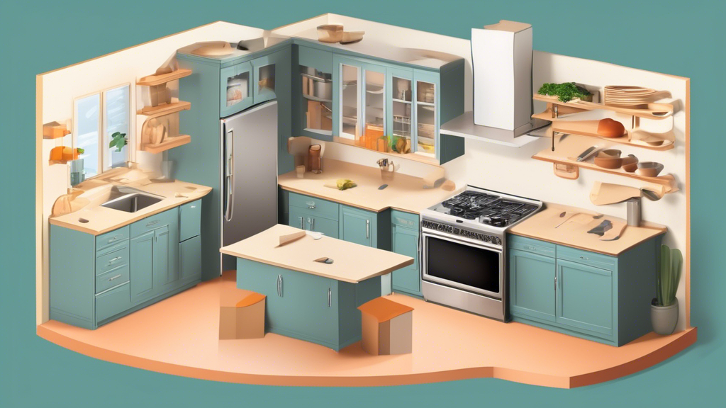 A visually engaging infographic illustrating various types of government grants available for kitchen remodeling in 2024, highlighting eligibility criteria, application processes, and before-and-after kitchen transformation examples.