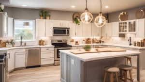 An infographic comparing the costs of different kitchen renovation electrical work options in 2024, including rewiring, installing new appliances, and adding light fixtures, with a modern kitchen background.